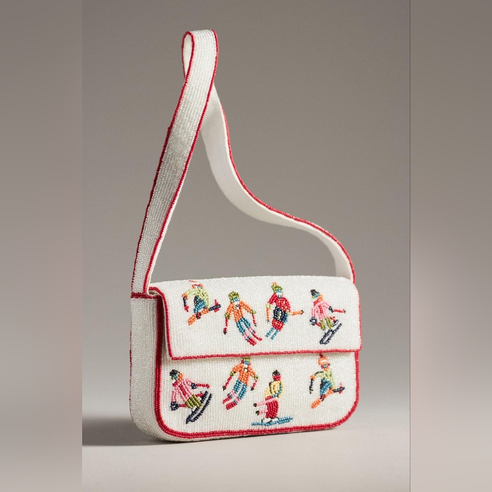 Anthropologie the Fiona beaded bag winter icon edition ski snow purse